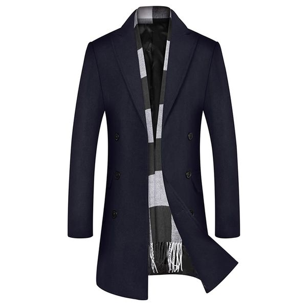 

men's casual trench coat fashion business long slim overcoat jacket outwear new winter warm solid color men coat h jacket male, Black;brown