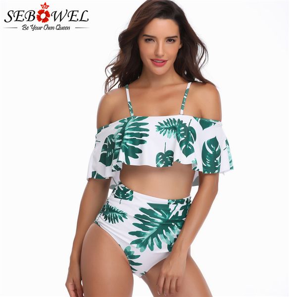 

sebowel women green twist front straps bikinis and board short swimsuit high waist bikini push up swimwear maillot de bain femme, White;black