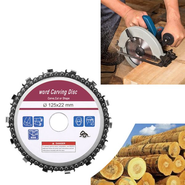 

woodworking tool 5 inch 14 teeth grinder chain disc 22mm arbor wood carving disc 125mm angle grinder circular saw accesories