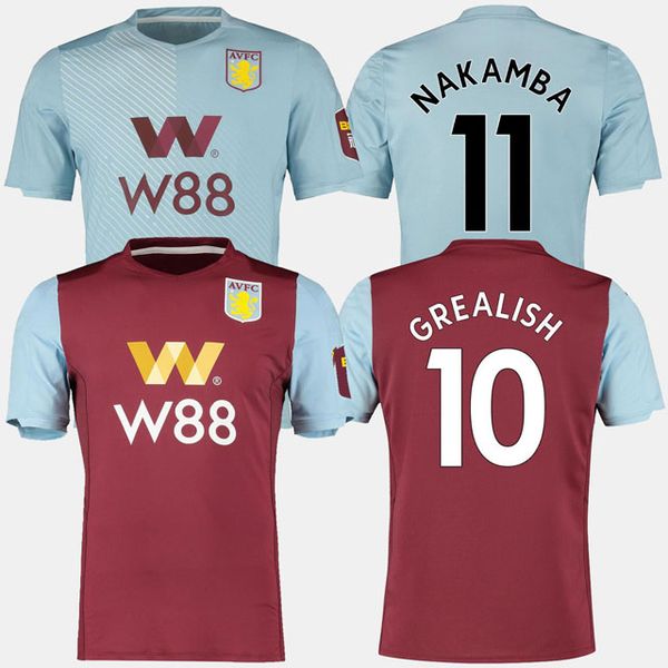

2019 2020 grealish aston villa soccer jersey 19 20 home away football shirt wesley el ghazi mcginn douglas luiz jota kodja maillots foot, Black;yellow