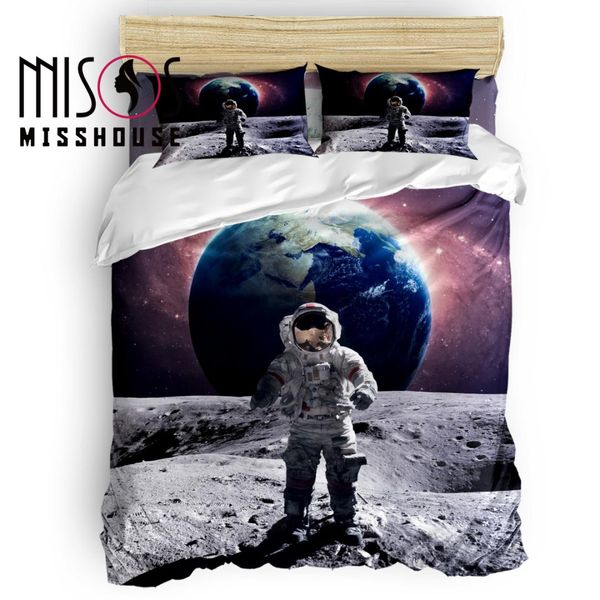 

misshouse galaxy astronaut duvet cover set bed sheets comforter cover pillowcases 4pcs bedding sets