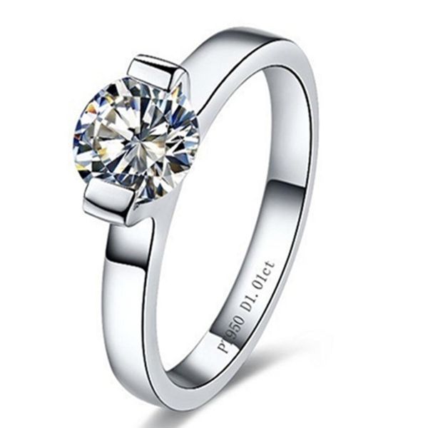 

test positive brand quality ring 1ct moissanite diamond engagement solitaire ring women 925 sterling silver jewelry pt950 stampe, Golden;silver