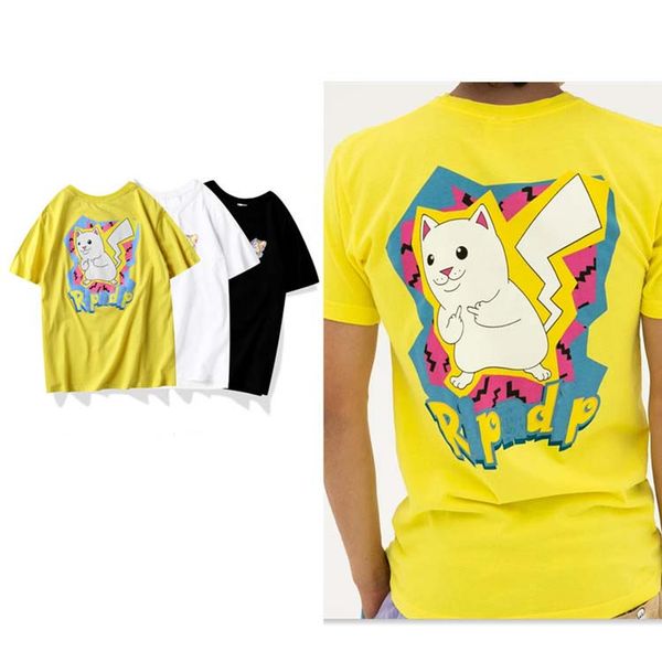 

2020 / ripndips лето европейский американский высококачественный хлопок футболка повседневная удобная дикая дышащая футболка мультфильм кошк, White;black