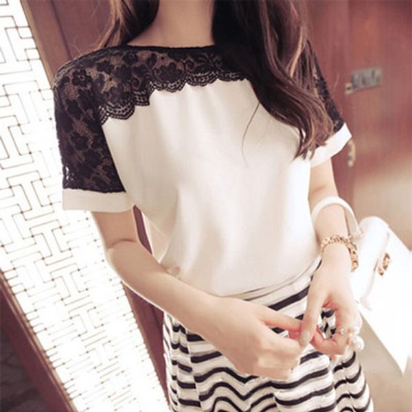

womens designer shirts short sleeve luxury lace casual solid color tshirt ladys fashion cozy spring new arrive shirt 3 colors sell, White