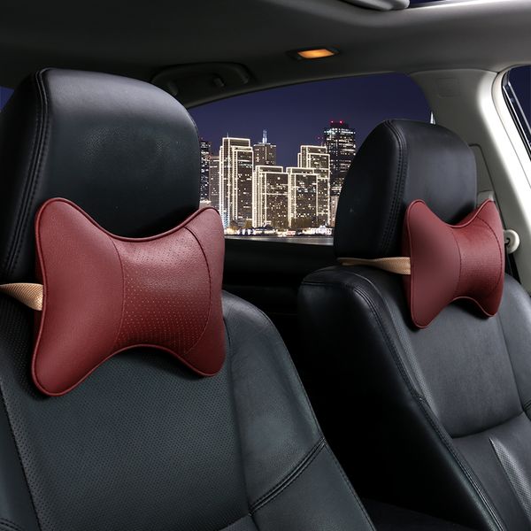 

kkysyelva leather car neck pillow comfort breathable auto headrest pillows seat cushion support interior accessories black