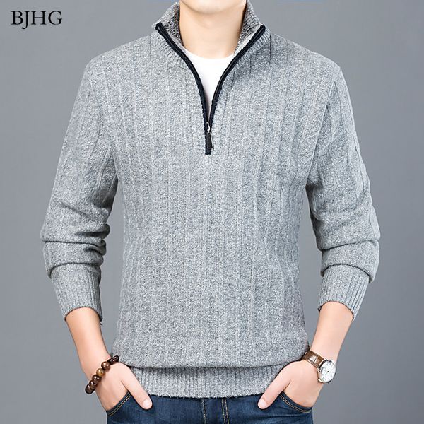 

2019 new fashion brand sweater men half zip pullover slim fit jumpers knitwear thick autumn korean style casual clothing male, White;black