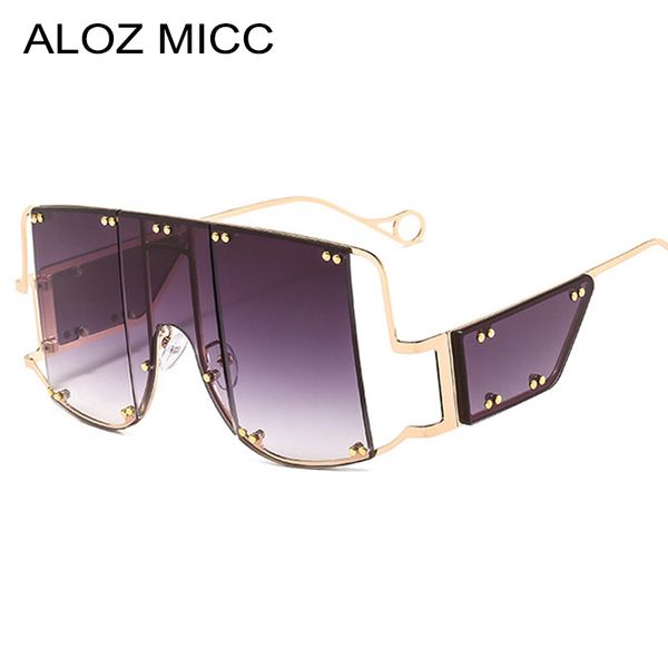 

aloz micc fashion rimless sunglasses women alloy big frame square sunglasses men vintage female sunglass a661, White;black