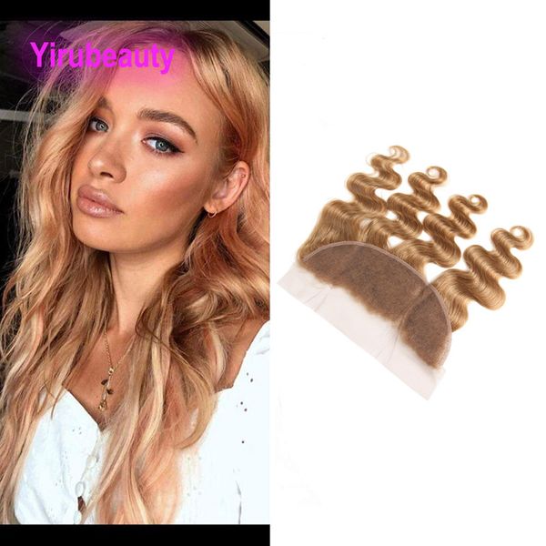 

бразильский девы волос 27 # body wave 13x4x lace фронтальная free часть 100% человеческих волос 13 к 4 кружева фронтальная pre щипковых 27 #, Black;brown