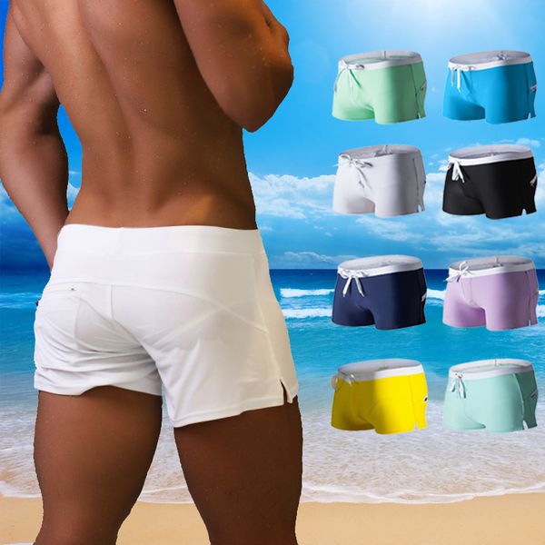 

swimwear men swim trunks beach shorts swimsuit maillots de bain beachwear male zipper boxers bathing suit traje de bano