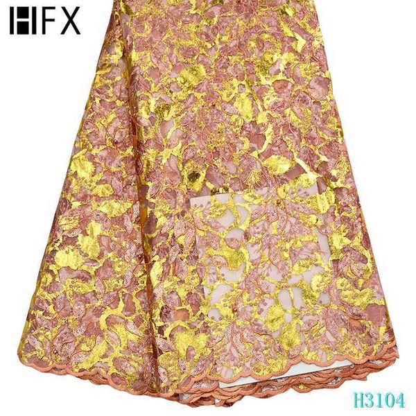 

hfx african lace 2020 sequins tulle lace fabric french embroidered nigerian 5 yards for women party dress, Pink;blue