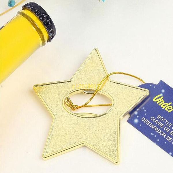 Kostenloser Versand 300 Stück „Under The Star“ Gold Star Bier Flaschenöffner Party Souvenir Hochzeit Gefälligkeiten Geschenk und Werbegeschenke für Gäste