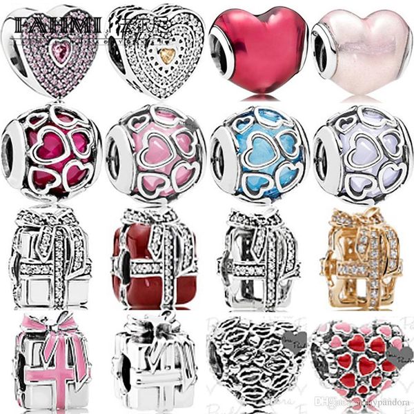 

fahmi 100% 925 sterling silver 1:1 charm openwork bow & clear sparkling red glittering blue opalescent encased pink encased burst of love 11, Black
