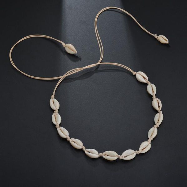 

new black rope chain necklace natural seashell bracelets conch choker collar necklaces shell choker bangle for summer beach gift, Silver