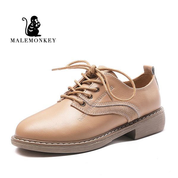 

malemonkey designers 2020 new fashion women shoes spring summer oxford flats women genuine leather moccasins, Black