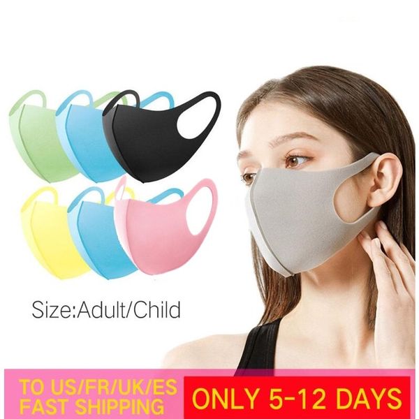 Maschera per la bocca del viso per adulti per bambini Filtro per maschera antipolvere in cotone nero PM2.5 Maschera antivento per muffola alla moda Traspirante