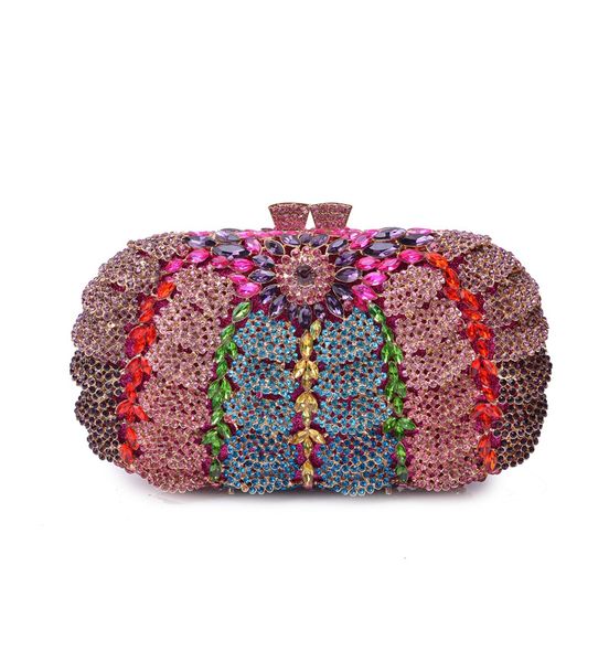 

luxurious crystal packed with diamond ladies dinner party handbag bride bag flower inlaid diamond bag
