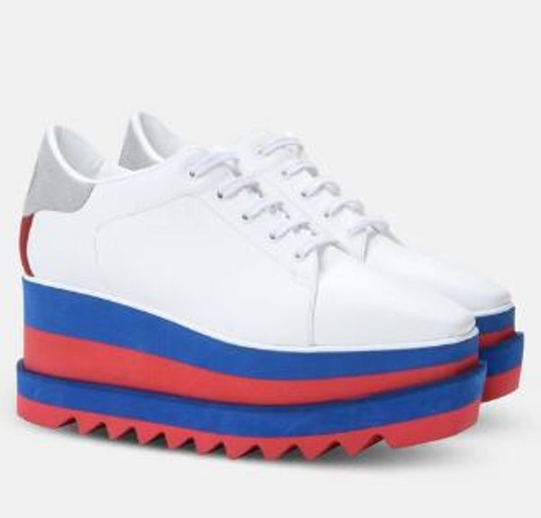 

stella star designer shoes platform bottom fashion women luxury designer sneaker white black silver genuine leather height increase shoes 11