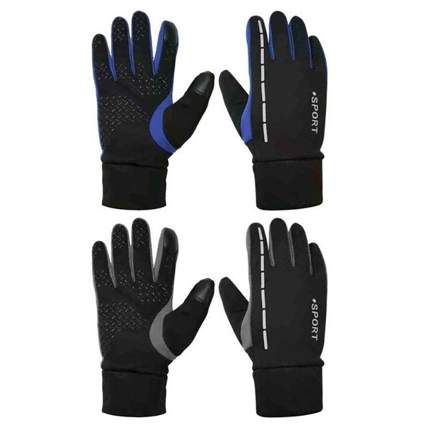 

winter outdoor sports touch screen windproof gloves with reflective strips, Black