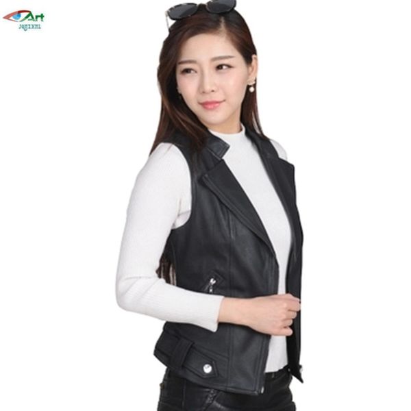 

women fashion motorcycle style short design water wash pu vest female trendy faux leather spring autumn casual outerwear as989, Black;white