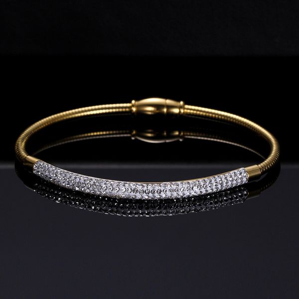 

нержавеющая сталь регулируемые браслеты для женщин crsytal золото / серебро цвет цепи браслет femme свадебные украшения, Black