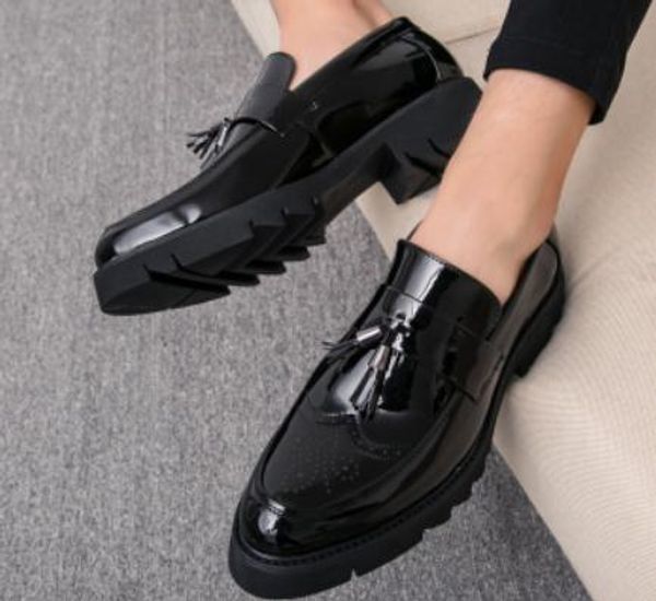 

2019 men's shoes in spring and autumn with new style low heel pointed end shoes @08, Black
