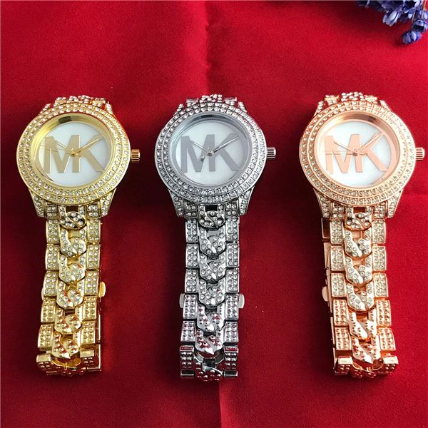

2020 new luxury rhinestone mk watch gold women stainless steel watches female watches american gift for girlfriend watches orologio