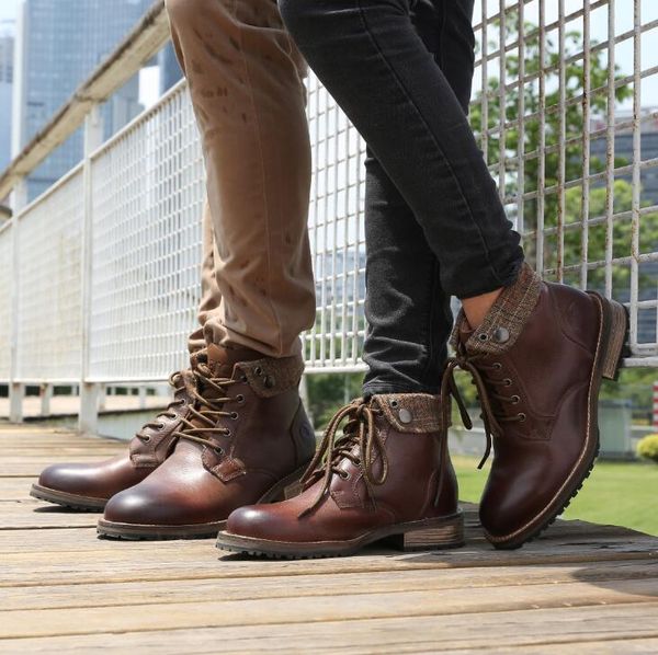 

men's outdoor shoes motorcycle boots leather motorcycle racing boots men road knight coffee color retro moto motocross