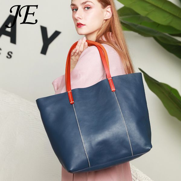 

je high capacity genuine leather women fashion medium bags designer totes handbags with shoulder strap for girls ladies daily classic simple