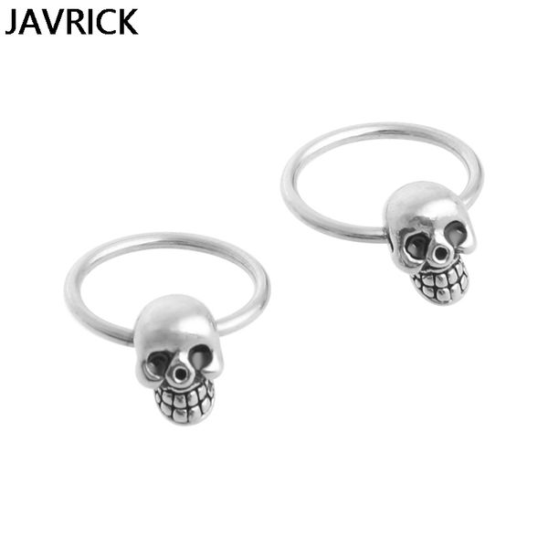 

1 pair stainless steel skull round hoop loop earrings 0.39x0.28, Golden;silver