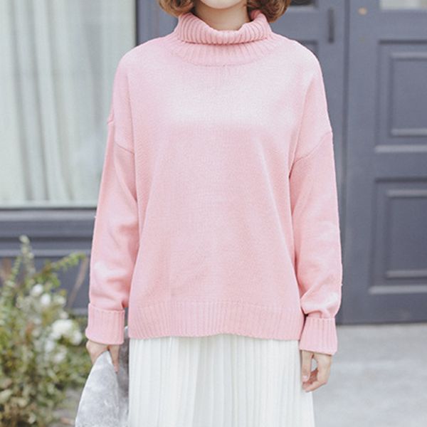 

женщины повседневная пуловеры свитер дамы с длинным рукавом водолазка осень зима урожай опрятный стиль 2019 новая мода женщины свитер, White;black