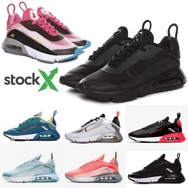 

stock x fashion breathable 2090 men women running shoes core black oreo white bred light blue pink purple new sports runner sneakers, White;red