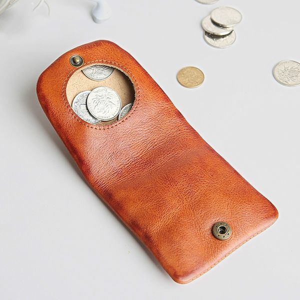 

2018 genuine cow leather coin purse mini small wallet real vintage design individuation men women money change bag handmade gift, Red;black