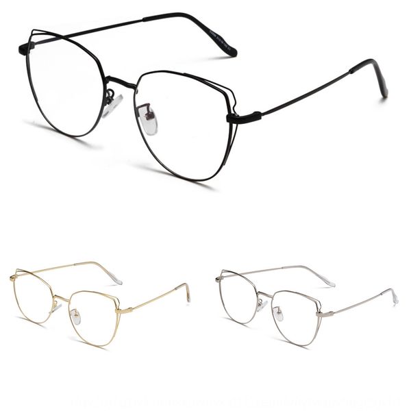 

female cat ear thin round face plain glasses men's myopia fashionable kick-off glasses frame 2898, Silver