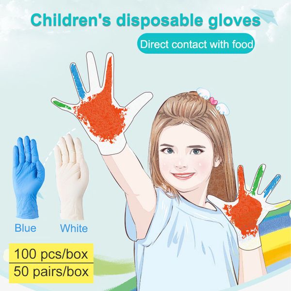 

medicom latex nitrile disposable for children kids food grade kitchen 100pcs waterproof non-slip work gloves safety boxed