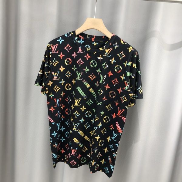 

2020 французская весна и лето последние цветные буквы полный принт высокое качество футболки мужская дизайнерская мода мужчины и женщины рос, White;black