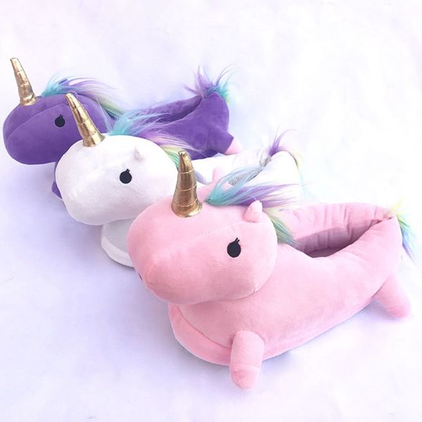 

unicorn plush slippers for women cute winter warm shoes 2020 new fashion slippers home shoes animal modeling, Black