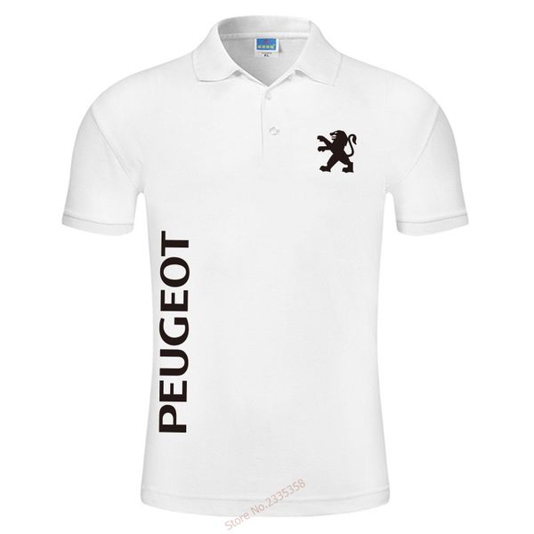 

new summer casual peugeot polo shirt men short sleeve solid polos shirts men clothes high qualit, White;black