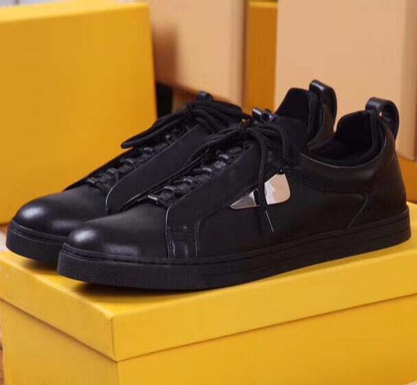 

luxury designer mens shoes fd designer sneakers monster eyes yellow shoes genuine leather mens racer high sports casual boots 025, Black