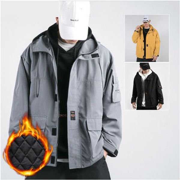 

men desigenr jackets fashion new arrival mens loose casual plus jacket mens jacket 2019 winter men solid color coat thick clothing, Black;brown
