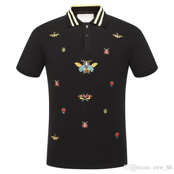 

2017 summer new high-end men's brand t-shirt bee stripe lovely insects fashion short sleeve classical polo men's tees, White;black