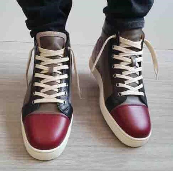 

with hand bag] birthday gift red sole brand designer wine-red genuine leather red bottom men sneakers orlato mastic sneakers trainers, Black