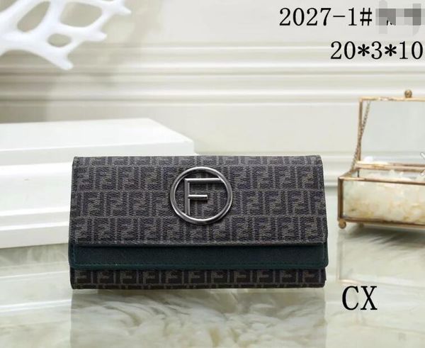 

2019 women's designer leather wallet famous brand F letter wallet ladies long leather wallet luxury female multicolor