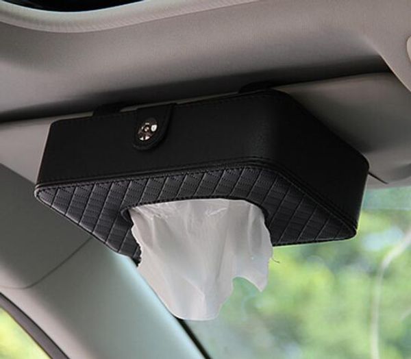 

universal leather car tissue box auto pumping cassette accessories holder creative removable paper napkin box organizer for car