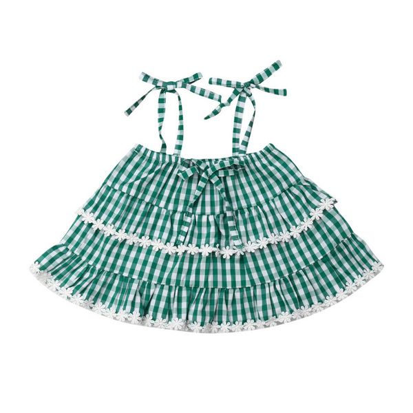 

fashion infant toddler baby girls sleeveless clothes flower plaid dress, Blue