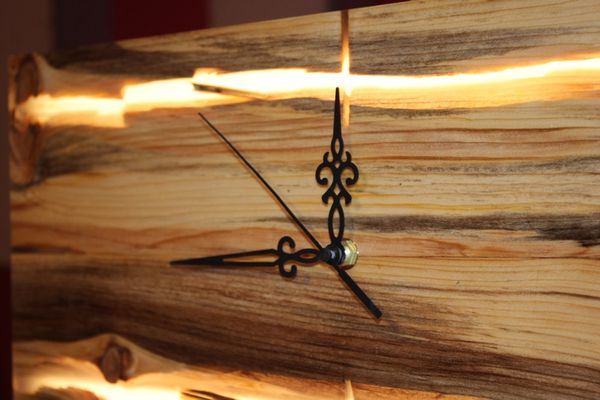 

illuminated decorative wooden clock