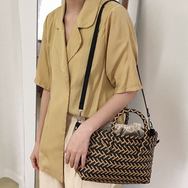 

summer rattan handbags weave basket bag handmade beach bag women fashion messenger kintted causal shoulder tote waterproof