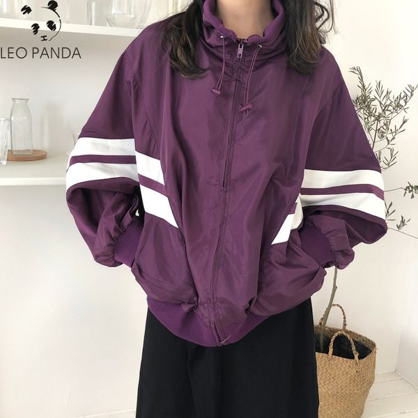 

new trendy bat sleeve loose female jacket oversize light coat 2019 windbreaker with stripes for women, Black;brown
