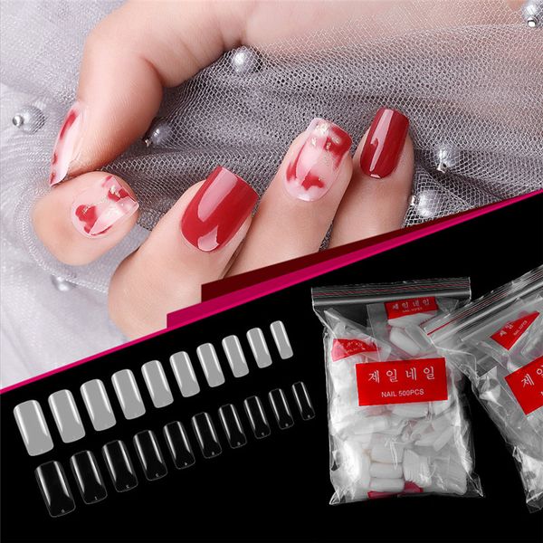 

500pcs/pack false nail clear/natural full cover french nail tips u-shape acrylic uv gel manicure fake nails art tips tools, Red;gold