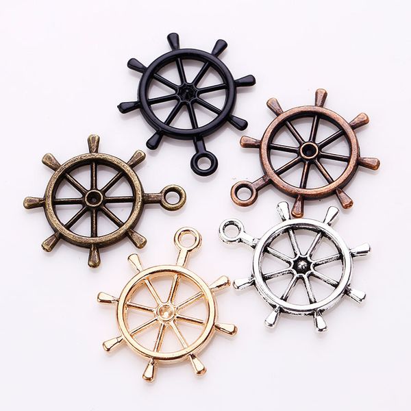 

горячие 100шт / мешок ретро триколор 28 * 25мм навигации rudder подвески подвески дизайнер ювелирных изделий fit внесении ожерелье браслет а, Bronze;silver