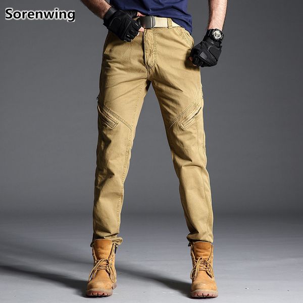

tactical pants men cotton cargo pants quality work long trousers waterproof breathable joggers trousers big size 340, Black